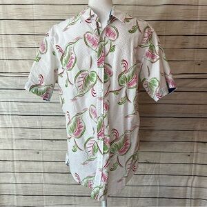 Paper Denim & Cloth Men’s Fuchsia & Green Leaf Print Button Down Shirt